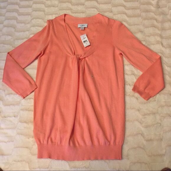 Loft Knot Neck Lightweight Sweater Sz S - Picture 3 of 7